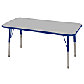 ECR4KIDS® Adjustable Rectangle Activity Table, Toddler Legs, 24"W x 48"D, Gray/Blue
