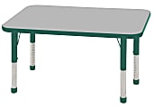 ECR4KIDS® Adjustable Rectangle Activity Table, Chunky Legs, 24"W x 48"D, Gray Top/Green Legs