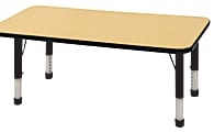 ECR4KIDS® Adjustable Rectangle Activity Table, Chunky Legs, 24"W x 48"D, Maple Top/Black Legs