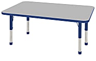 ECR4KIDS® Adjustable Rectangle Activity Table, Chunky Legs, 30"W x 48"D, Gray/Blue