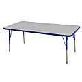 ECR4KIDS® Adjustable Rectangle Activity Table, Toddler Legs, 30"W x 60"D, Gray/Blue