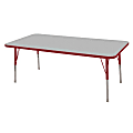 ECR4KIDS® Adjustable Rectangle Activity Table, Standard Legs, 30"W x 60"D, Gray/Red 1 thumbnail image