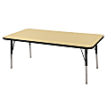 ECR4KIDS® Adjustable Rectangle Activity Table, Standard Legs, 30"W x 60"D, Maple/Black