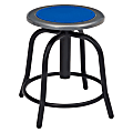 National Public Seating® 18” - 24” Height Adjustable Swivel Stool, Persian Blue Steel Seat, Black Frame