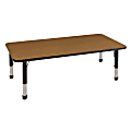 ECR4KIDS® Adjustable Rectangle Activity Table, Chunky Legs, 30"W x 60"D, Oak/Black