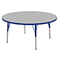 ECR4KIDS® Adjustable Round Activity Table, Toddler Legs, 48" Diameter, Gray Top/Blue Legs