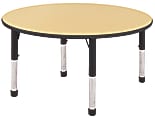 ECR4KIDS® Adjustable Round Activity Table, Chunky Legs, 48" Diameter, Maple Top/Black Legs