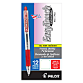 Pilot® EasyTouch® Retractable Ballpoint Pens, Fine Point, 0.7 mm, Clear Barrels, Red Ink, Pack Of 12