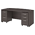 Bush Business Furniture Studio C 72"W Bow-Front Computer Desk With Mobile File Cabinets, Storm Gray, Standard Delivery