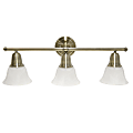 Lalia Home Essentix 3-Light Wall Mounted Vanity Light Fixture, 26-1/2”W, Alabaster White/Antique Brass