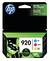 HP 920 Cyan, Magenta, Yellow Ink Cartridges, Pack Of 3, N9H55FN 1 thumbnail image