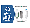 Recycle Across America Glass, GCP-5585, Cans And Plastics Standardized Recycling Label, 5 1/2" x 8 1/2", Blue