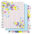 Divoga® Personal-Size Notebook, Happy Floral Collection, 8 1/2" x 6", 3 Subjects, College Ruled, 240 Pages (120 Sheets), Multicolor