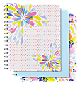 Divoga® Personal-Size Notebook, Happy Floral Collection, 8 1/2" x 6", 3 Subjects, College Ruled, 240 Pages (120 Sheets), Multicolor 1 thumbnail image