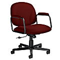Global® Solo™ Low-Back Fabric Tilter Chairs, 35"H x 23"W x 25 1/2"D, Black Frame, Burgundy Fabric, Carton Of 2