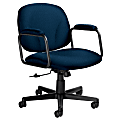 Global® Solo™ Low-Back Fabric Tilter Chairs, 35"H x 23"W x 25 1/2"D, Black Frame, Blue Fabric, Carton Of 2