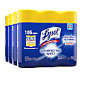 Lysol® Disinfecting Wipes, 7" x 7-1/4", Lemon Scent, 35 Wipes Per Canister, Carton Of 12 Canisters
