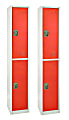Alpine 2-Tier Steel Lockers, 72”H x 15”W x 15”D, Red, Set Of 2 Lockers