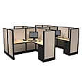 Cube Solutions Commercial-Grade Mid-Height L-Shaped Space-Saver Cubicle, Includes Integrated Power, Pod of 4