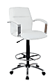 Global Office Furniture Bonded Leather Drafting Stool, Beige/Chrome 1 thumbnail image