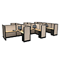 Cube Solutions Commercial-Grade Mid-Height L-Shaped Junior Executive Cubicle, Includes Integrated Power, Pod of 6