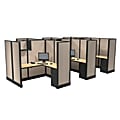 Cube Solutions Commercial-Grade Full-Height L-Shaped Space-Saver Cubicle, Includes Integrated Power, Pod of 6