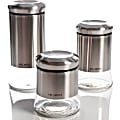 Mr. Coffee Gear 3 Piece Glass Canister Set, Stainless Steel - - Glass Bottom, Stainless Steel Body - Silver - 1