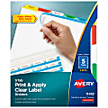 Avery® Customizable Index Maker® Dividers For 3 Ring Binder, Easy Print & Apply Clear Label Strip, 5 Tab, Multicolor, Pack Of 5 Sets