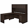 Bush® Business Furniture Studio C 72"W x 30"D L-Shaped Desk With Hutch, Mobile File Cabinet And 42"W Return, Black Walnut, Premium Installation