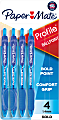Paper Mate® Profile™ Retractable Ballpoint Pens, Bold Point, 1.4 mm, Translucent Barrel, Blue Ink, Pack Of 4