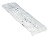 General Paper Wrapped Cutlery Kits, White, Carton Of 250 Kits