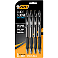 BIC Glide Bold Retractable Ballpoint Pens, Bold Point, 1.6 mm, Translucent Barrel, Black Ink, Pack Of 4 Pens