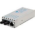 Omnitron miConverter 10/100 Ethernet Fiber Media Converter RJ45 ST Single-Mode 30km - 1 x 10/100BASE-TX, 1 x 100BASE-LX, Univ. AC Powered, Lifetime Warranty