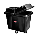 Rubbermaid Commercial Recycling Cube Truck - 119.69 gal Capacity - Rectangular - 37" Height x 43.8" Width x 31" Depth - Medium Density Polyethylene (MDPE), Metal - Black - 1 Each