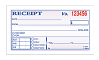 Adams® Money/Rent Receipt Book, 5 3/8" x 2 3/4", 2-Part, Carbonless, 50 Set Book