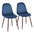 LumiSource Pebble Dining Chairs, Velvet, Blue/Walnut, Set Of 2 Chairs 1 thumbnail image