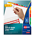 Avery® Customizable Index Maker® Dividers For 3 Ring Binder, Easy Print & Apply Clear Label Strip, 8 Tab, Multicolor, Pack Of 5 Sets 1 thumbnail image