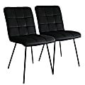 Elama Velvet Tufted Chairs, Black/White, Set Of 2 Chairs