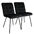 Elama Velvet Tufted Chairs, Black/White, Set Of 2 Chairs 1 thumbnail image