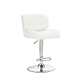 Powell Quimby Adjustable Faux Leather Bar Stool With Back, White/Chrome 1 thumbnail image