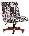 Linon Cooper Mid-Back Home Office Chair, Brown Cow/Walnut