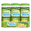 Green Works® Naturally Derived Compostable Cleaning Wipes, Clean Citrus Scent, 30 Wipes Per Canister, 3 Canisters Per Pack, Case Of 5 Packs