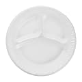 Dart 9" Nonlaminated Foam 3-Compartment Plates - 125.0 / Bag - 9" Diameter - Foam, Plastic Body - 4 / Carton