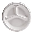 Genpak 3-Compartment Foam Dinnerware Plates, 8 7/8", White, 125 Plates Per Pack, Case Of 4 Packs