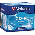 Verbatim CD-R 700MB 52X with Branded Surface - 20pk Slim Case - 1.33 Hour Maximum Recording Time