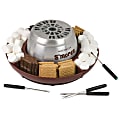 Nostalgia Electrics Indoor Electric Stainless-Steel S'mores Maker With 4 Lazy Susan Compartment Trays, Brown