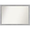 Amanti Art Narrow Non-Beveled Rectangle Framed Bathroom Wall Mirror, 26-1/2” x 38-1/2”, Vista Brushed Nickel