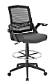 Boss Office Products Flip Arm Drafting Stool With Mesh Back, Black