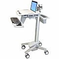 Ergotron StyleView Laptop Cart - 18 lb Capacity - 4 Casters - Aluminum, Plastic, Zinc Plated Steel - 18.3" Width x 50.5" Height - White, Gray, Polished Aluminum17.3" Screen Supported