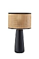Adesso® Sheffield Table Lamp, 22-1/4"H, Rattan Shade/Black Base